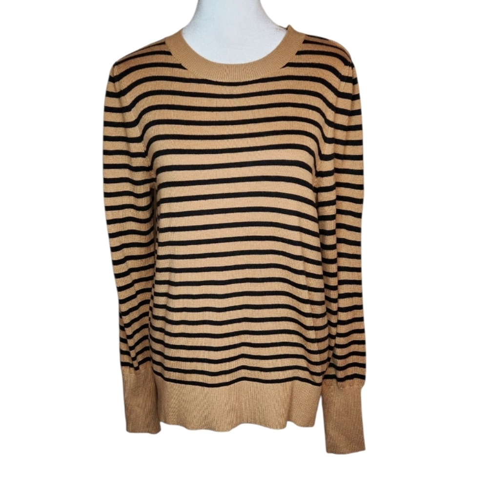 NEW Loft Camel and Black Striped Sweater Size Small